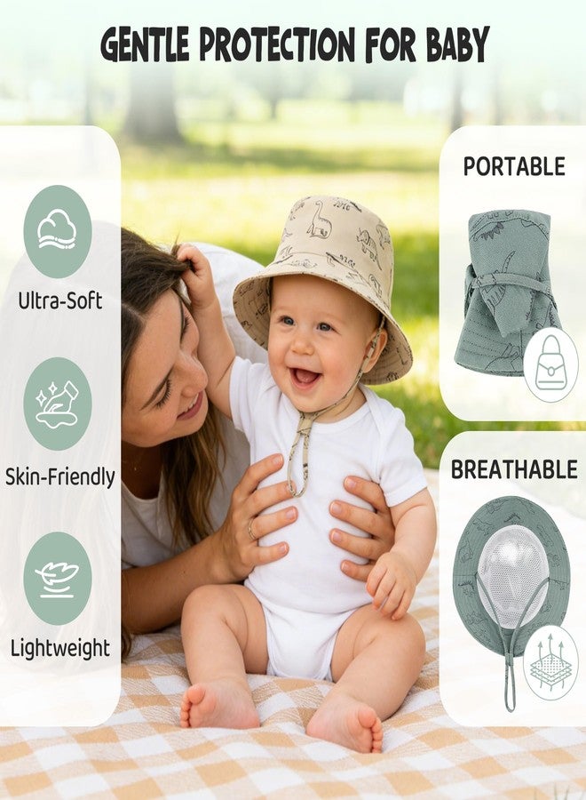 Durio 2-Pack Baby Bucket Hat - UPF 50+ Sun Protection Hat for Infant to Kid, Wide Brim Summer Beach Hats Newborn Toddler Boy 2Pack Seaweed Blue/Khaki 6-12 Months - Image 5